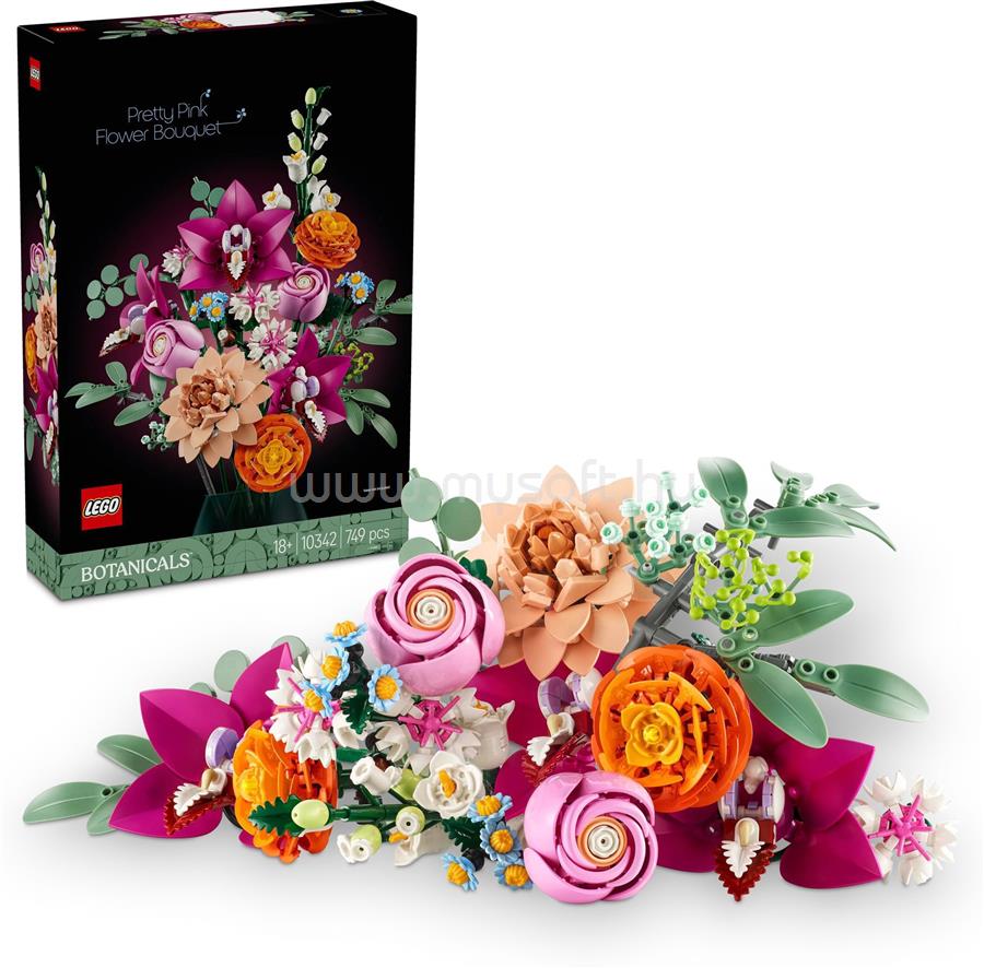 LEGO Botanicals Rózsaszín virágcsokor, virágdekoráció 10342