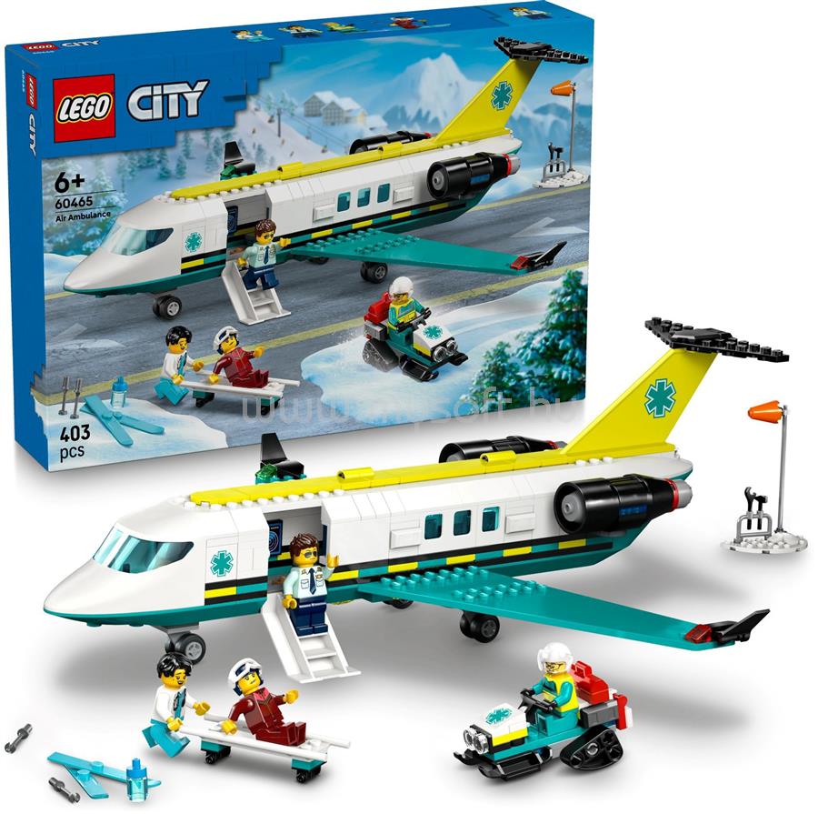 LEGO City Sürgősségi mentőrepülőgép, játék repülőgépet tartalmazó építőszett 60465