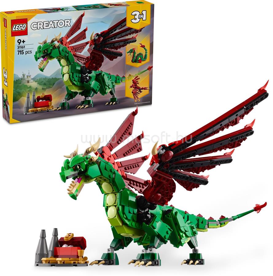 LEGO Creator 3 az 1-ben Középkori sárkány, játékkészlet egy érdekes lénnyel 31161