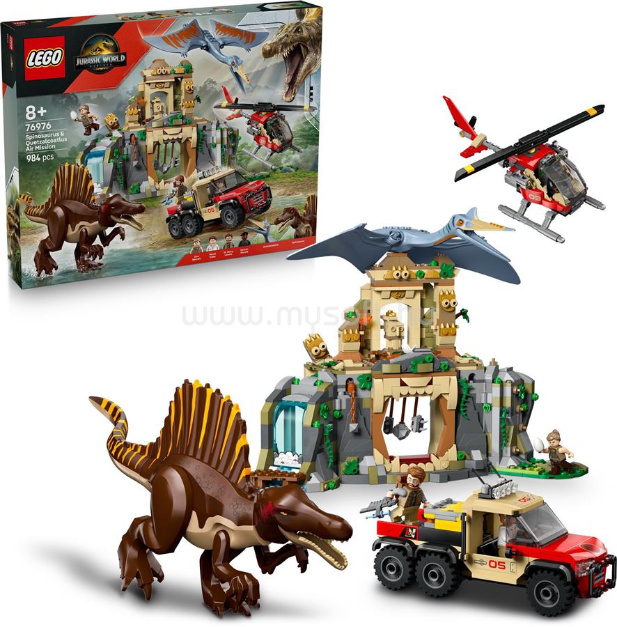 LEGO Jurassic World Spinosaurus és Quetzalcoatlus, légi küldetés, dinoszauruszjáték 76976
