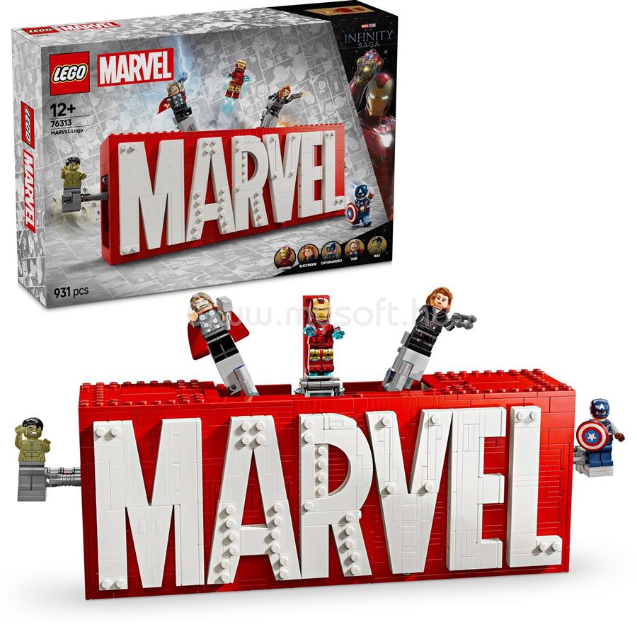 LEGO Marvel: MARVEL logó és minifigurák, gyűjthető és megépíthető szett 76313