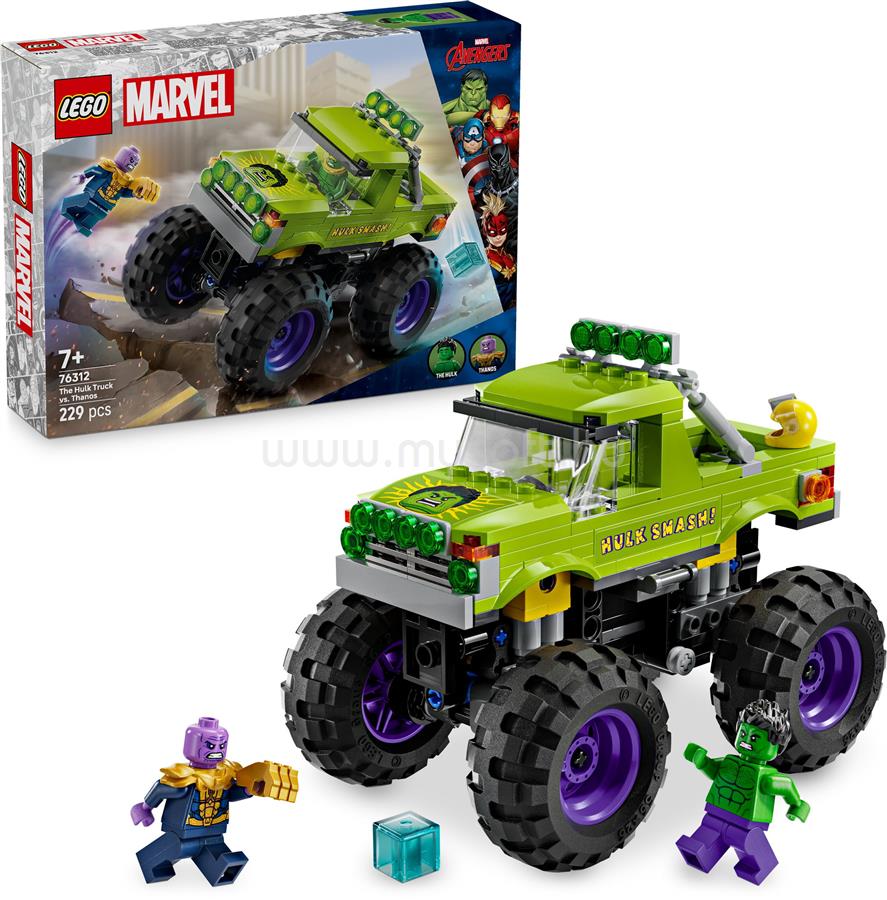 LEGO Marvel Hulk óriási terepjárója vs. Thanos, szuperhősök és megépíthető játék jármű 76312