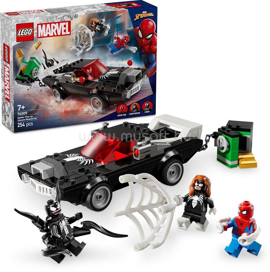 LEGO Marvel Pókember vs. Venom sportautója, szett megépíthető játék járművel 76309