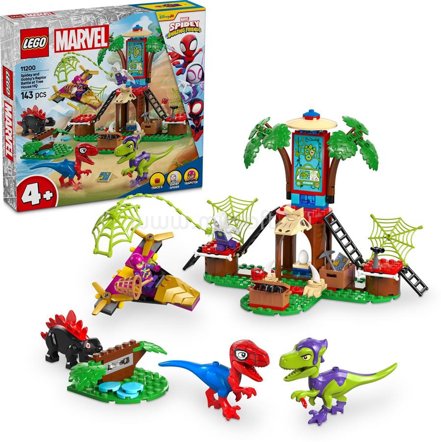 LEGO Marvel Póki és csodálatos barátai Pókember és Gobby raptorcsatája a lombház főhadiszálláson 11200