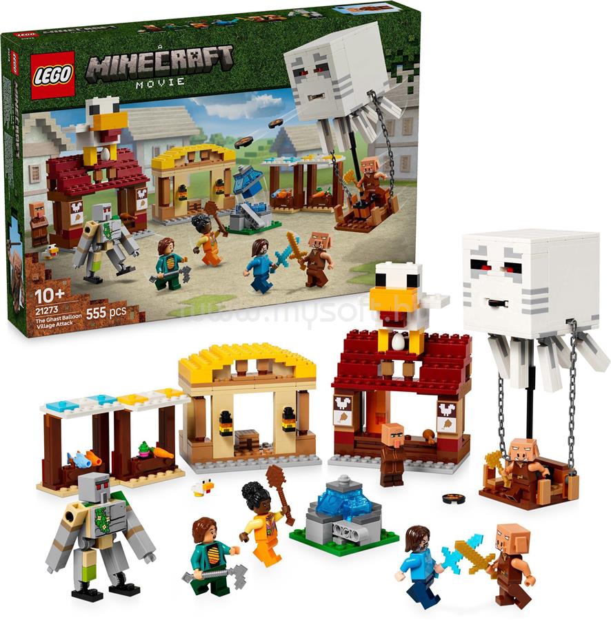 LEGO Minecraft A szellemléghajó és falutámadás, ajándék játék gamereknek, gyermekeknek 21273