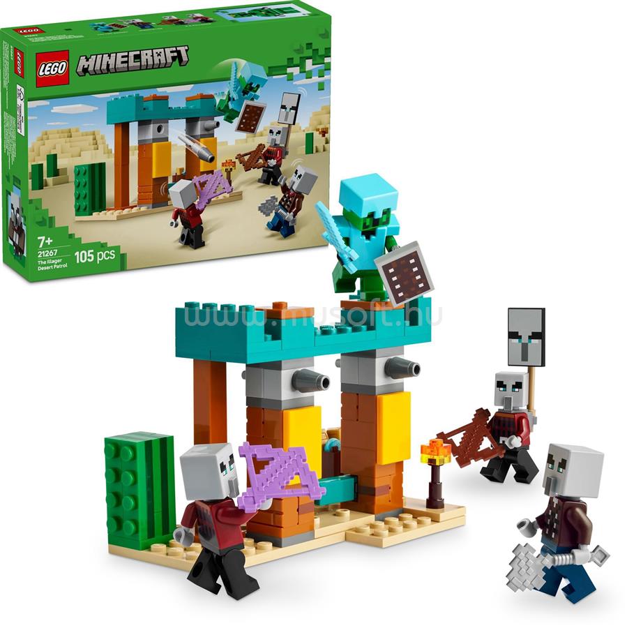 LEGO Minecraft Illagerek őrjárata a sivatagban, gamerszett gyerekeknek 21267