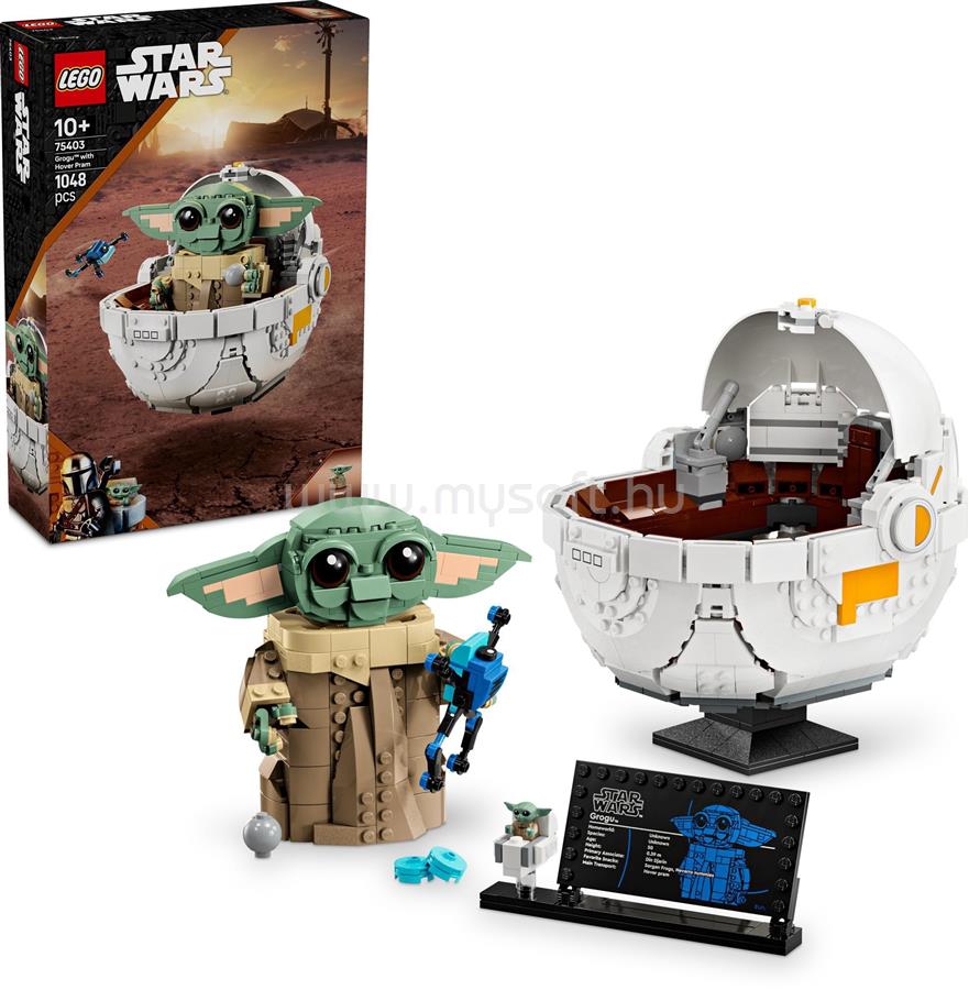 LEGO Star Wars A MandalóriT Grogu lebegő bölcsővel, megépíthető figura 75403