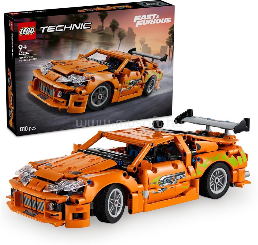 LEGO Technic Fast and Furious Toyota Supra MK4, játékautós modellkészlet 42204