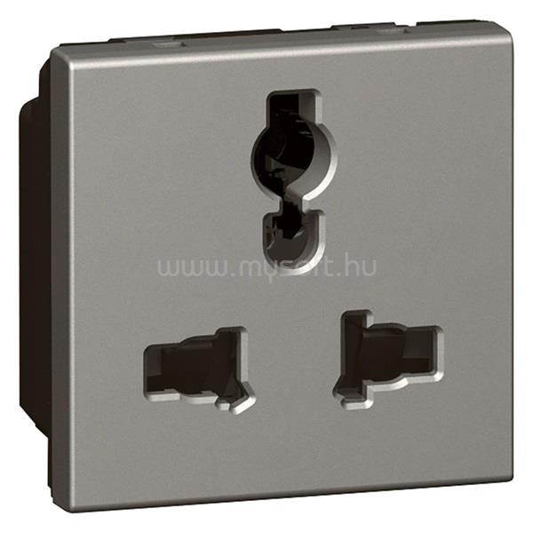 LEGRAND 572623 Arteor Multistandard socket 2P+E unswitched, shuttered, 2 modules, magnesium