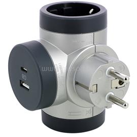 LEGRAND 694524 kettős USB-A + USB-C alumínium forgatható 2P+F elosztódugó LEGRAND_694524 small