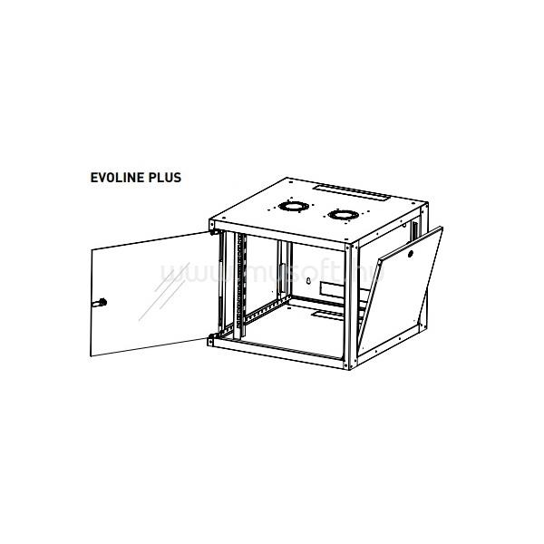 LEGRAND EVO12U6045P Evoline+ 19" 12U 600x450mm levehető oldallapos üvegajtós egyrészes fali rack szekrény