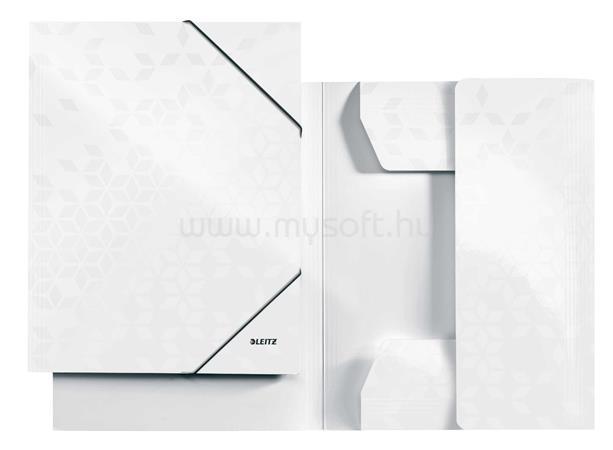 LEITZ Gumis mappa, 15 mm, karton, A4, "Wow", fehér LEITZ_39820001 large