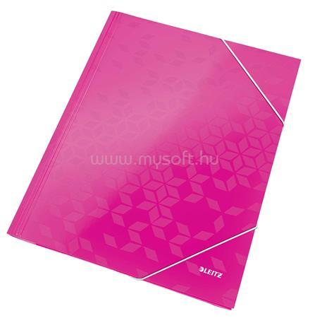 LEITZ Gumis mappa, 15 mm, karton, A4, "Wow", rózsaszín