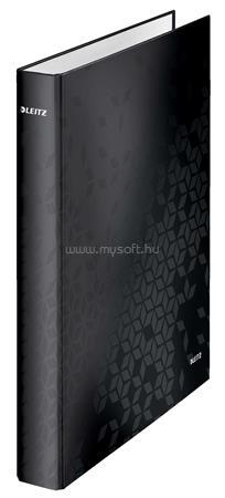 LEITZ Gyűrűs könyv, 2 gyűrű, D alakú, 40 mm, A4 Maxi, karton, "Wow", fekete