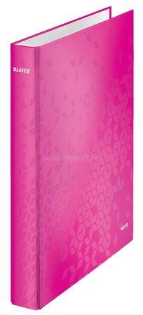LEITZ Gyűrűs könyv, 2 gyűrű, D alakú, 40 mm, A4 Maxi, karton, "Wow", rózsaszín