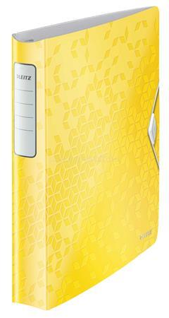 LEITZ Gyűrűs könyv, 4 gyűrű, D alakú, 52 mm, A4, PP, "Active Wow", sárga