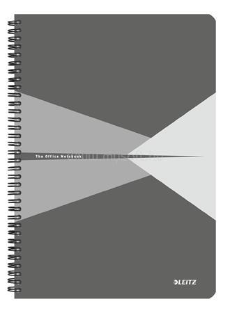 LEITZ Office spirálfüzet, A4, vonalas, 90 lap, laminált karton borító (szürke)