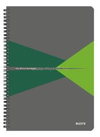 LEITZ Office spirálfüzet, A4, vonalas, 90 lap, PP borító (szürke-zöld) LEITZ_44960055 small