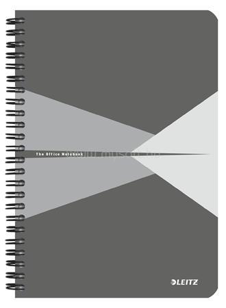 LEITZ Office spirálfüzet, A5, kockás, 90 lap, laminált karton borító (szürke)