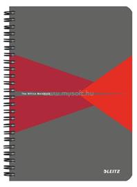 LEITZ Office spirálfüzet, A5, kockás, 90 lap, laminált karton borító (szürke-piros) LEITZ_44580025 small