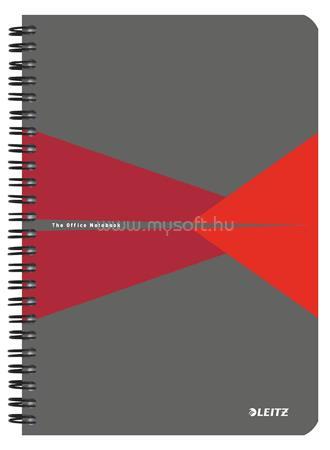 LEITZ Office spirálfüzet, A5, kockás, 90 lap, laminált karton borító (szürke-piros)