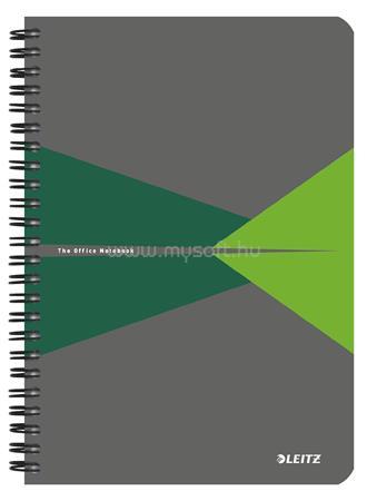LEITZ Office spirálfüzet, A5, kockás, 90 lap, laminált karton borító (szürke-zöld)