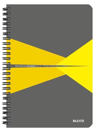LEITZ Office spirálfüzet, A5, vonalas, 90 lap, laminált karton borító (szürke-sárga)