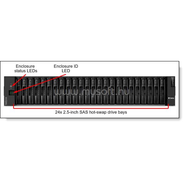 LENOVO NAS 24 fiókos DE storage - DE240S SFF külső tároló, Expansion Enclosure, 2U, (24x 2.5 SFF)