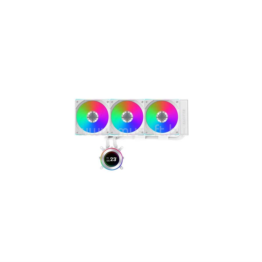 LIAN LI Hydroshift II LCD-C 360CL AiO vízhűtőrendszer RGB ventilátorokkal, fehér