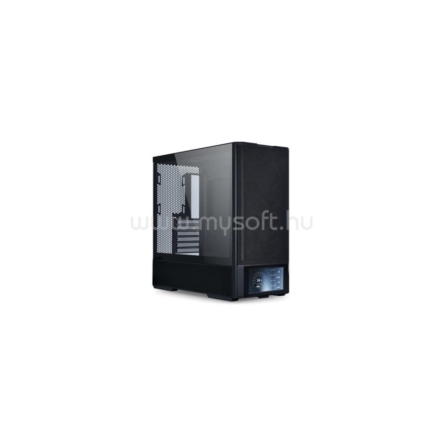 LIAN LI Lancool 207 Digital számítógépház - 6"-es LCD kijelző, M-ATX, edzett üveg, 4db PWM ventilátor, fekete