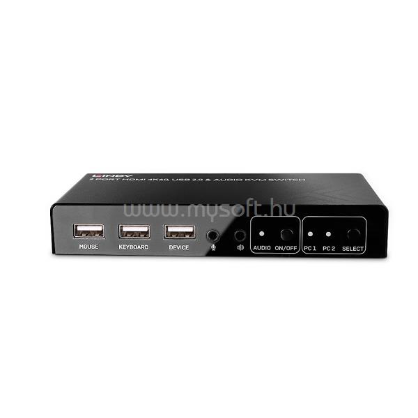 LINDY 2 Port HDMI 4K60, USB 2.0 & Audio KVM Switch