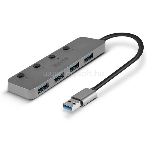 LINDY 4 Port USB 3.0 Hub with On/Off Switches