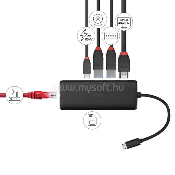 LINDY DST-Mini, USB-C Laptop Mini Docking Station