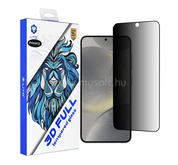 LITO Samsung S25 / S24 LITO 3D FULL COVER PRIVACY képernyővédő üveg 3D, 9H, FEKETE
