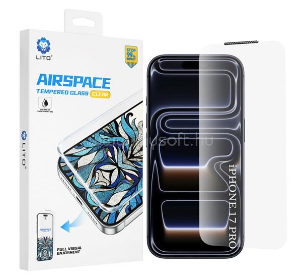 LITO iPhone 18 Pro / 17 Pro LITO Airspace Border képernyővédő üveg 3D, 9H, ÁTLÁTSZÓ