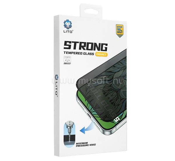 LITO iPhone 18 Pro Max / 17 Pro Max LITO D+ MAX STRONG képernyővédő üveg 3D, 8H, FEKETE