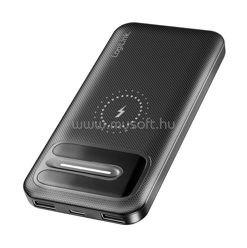 LOGILINK 10000 mAh powerbank, vezeték nélküli töltés + 2x USB-A, 1x USB-C
