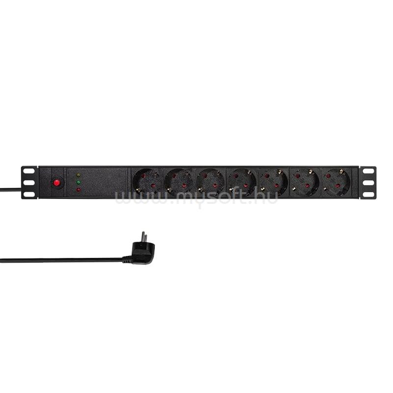 LOGILINK 19" PDU 7 utas német aljzat, vonalszűrővel és túlterhelés elleni védelemmel