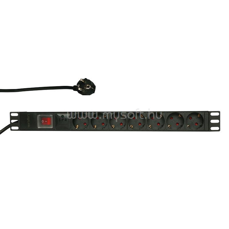 LOGILINK 19 "PDU 7 x CEE7 / 3 aljzat, túlfeszültség-védelemmel és kapcsolóval