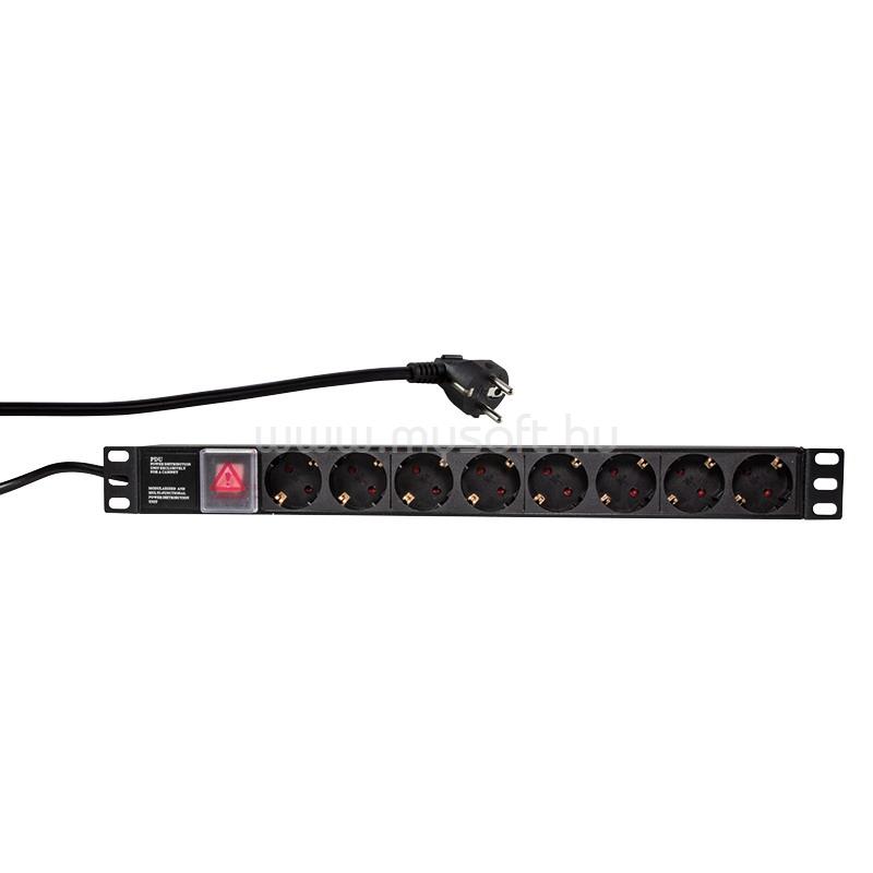 LOGILINK 19" PDU 8-as CEE 7/3, kapcsolóval