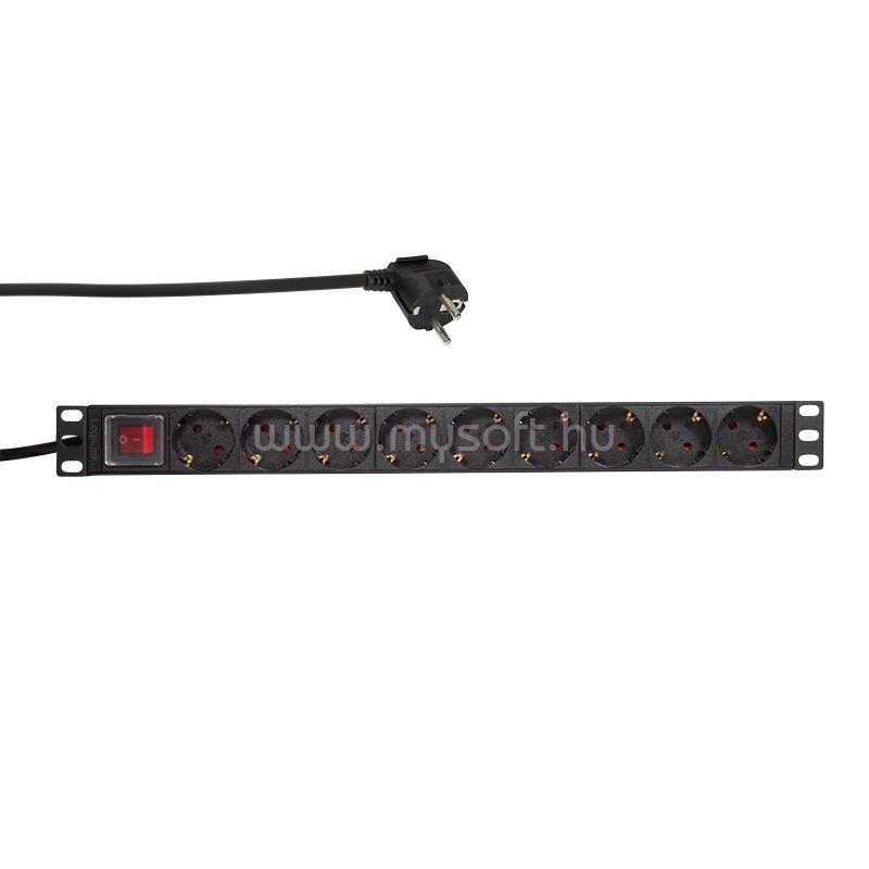 LOGILINK 19" PDU 9-es CEE 7/3, kapcsolóval