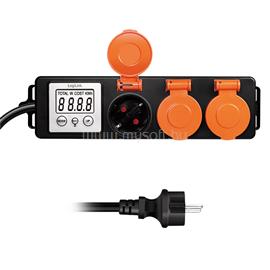 LOGILINK 3 pólusú kültéri csatlakozósáv energiaköltség-mérővel, 2,0"-os LCD kijelzővel és védőfülekkel LOGILINK_EM0008 small