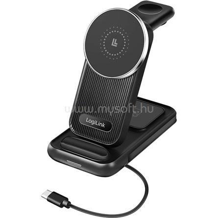 LOGILINK 4 az 1-ben töltőállomás, Apple MagSafe kompatibilis, max. 20,5 W (fekete)