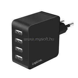 LOGILINK 4 portos USB fali töltő, 4x USB-A, 24 W (fekete) LOGILINK_PA0336 small