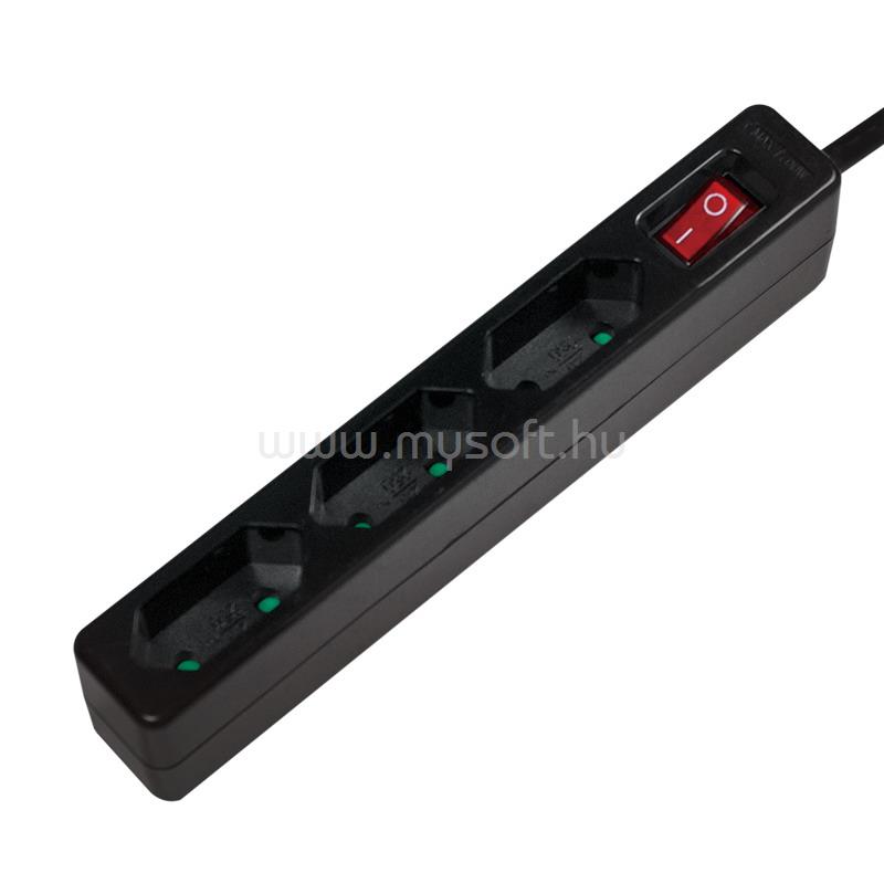 LOGILINK Aljzat 3-as + kapcsoló, 3x CEE 7/16, 1,5 m (fekete)