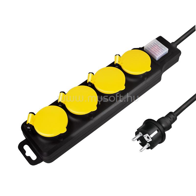 LOGILINK Aljzat 4-es + kapcsoló, 4x CEE 7/3, kültéri, 1,5 m, fekete/sárga