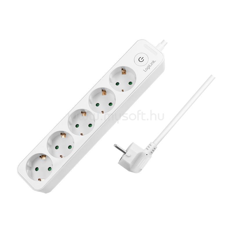 LOGILINK Aljzat 5-ös + kapcsoló, 5x CEE 7/3, 1,5 m (fehér)