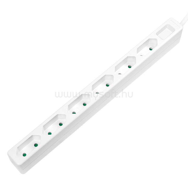 LOGILINK Aljzat 6-os, 6x CEE 7/3, vékony, 1,5 m (fehér)