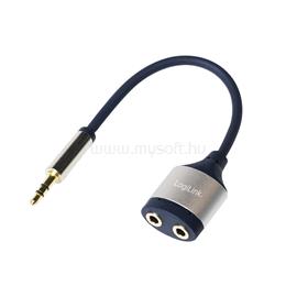 LOGILINK Audiokábel, 3,5 mm-es 3-Pin/M - 2x3,5 mm/F, fém, fekete/kék, 0,18 m LOGILINK_CA1100 small