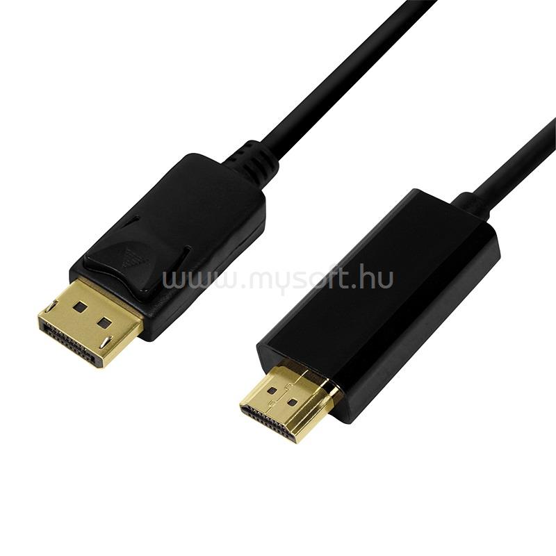 LOGILINK DisplayPort kábel, DP/M-HDMI-A/M, 4K/30 Hz, fekete, 1 m